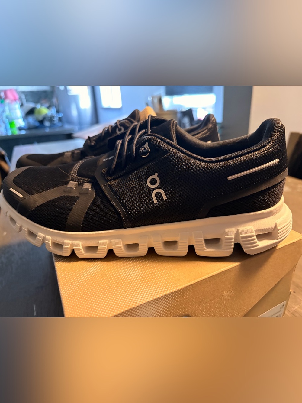 On Running Women’s  Athletic Shoes in Black with White Sole